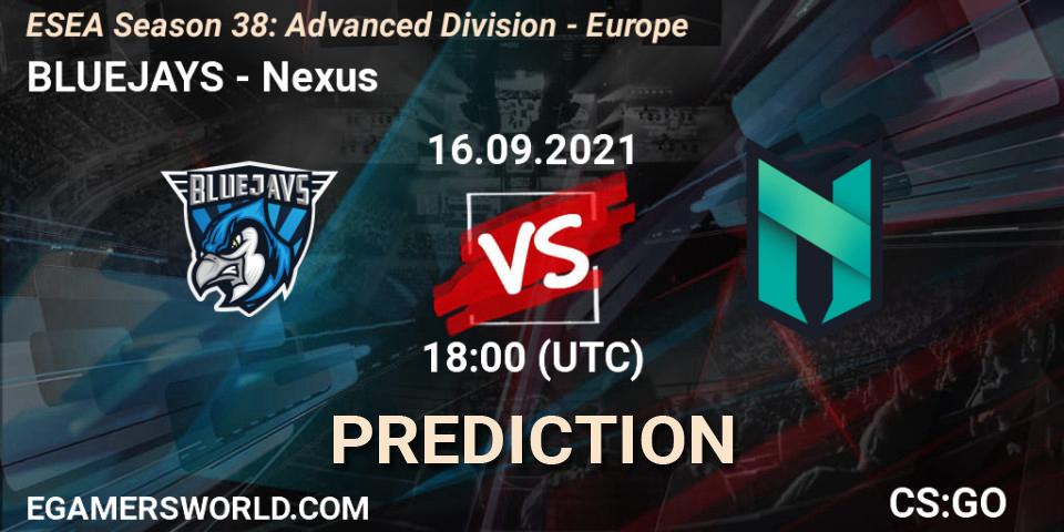 BLUEJAYS - Nexus: Maç tahminleri. 16.09.2021 at 18:00, Counter-Strike (CS2), ESEA Season 38: Advanced Division - Europe
