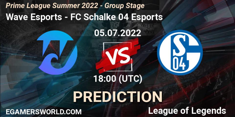 Wave Esports - FC Schalke 04 Esports: Maç tahminleri. 05.07.2022 at 18:00, LoL, Prime League Summer 2022 - Group Stage