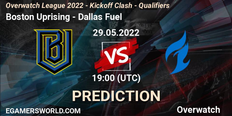 Boston Uprising - Dallas Fuel: Maç tahminleri. 29.05.22, Overwatch, Overwatch League 2022 - Kickoff Clash - Qualifiers