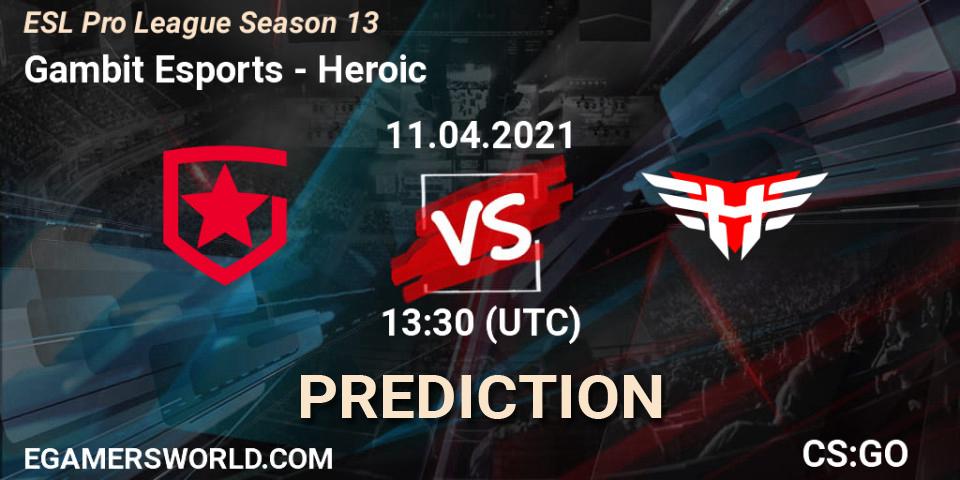 Gambit Esports - Heroic: Maç tahminleri. 11.04.2021 at 13:30, Counter-Strike (CS2), ESL Pro League Season 13