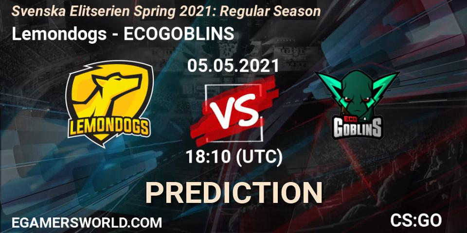 Lemondogs - ECOGOBLINS: Maç tahminleri. 06.05.2021 at 18:10, Counter-Strike (CS2), Svenska Elitserien Spring 2021: Regular Season