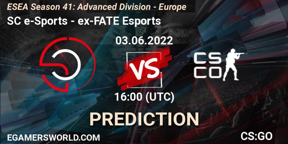 SC e-Sports - ex-FATE Esports: Maç tahminleri. 03.06.2022 at 16:00, Counter-Strike (CS2), ESEA Season 41: Advanced Division - Europe