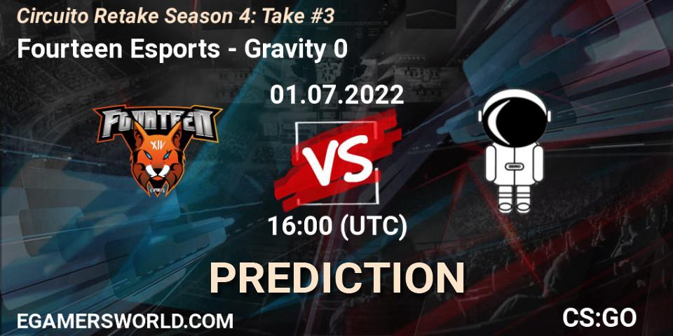 Fourteen Esports - Gravity 0: Maç tahminleri. 01.07.2022 at 16:00, Counter-Strike (CS2), Circuito Retake Season 4: Take #3
