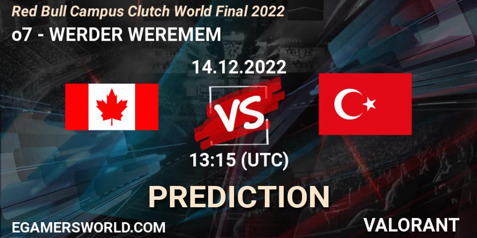o7 - WERDER WEREMEM: Maç tahminleri. 14.12.2022 at 13:15, VALORANT, Red Bull Campus Clutch World Final 2022
