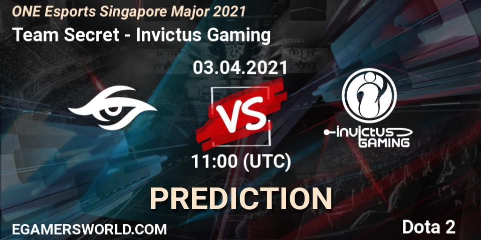 Team Secret - Invictus Gaming: Maç tahminleri. 03.04.2021 at 12:54, Dota 2, ONE Esports Singapore Major 2021