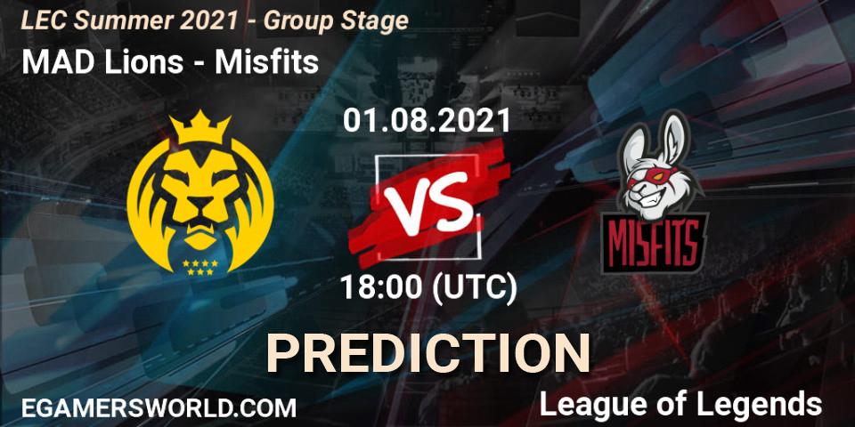 MAD Lions - Misfits: Maç tahminleri. 01.08.2021 at 18:00, LoL, LEC Summer 2021 - Group Stage