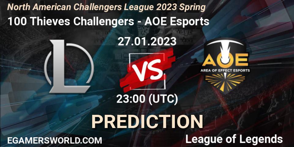 100 Thieves Challengers - AOE Esports: Maç tahminleri. 28.01.23, LoL, NACL 2023 Spring - Group Stage