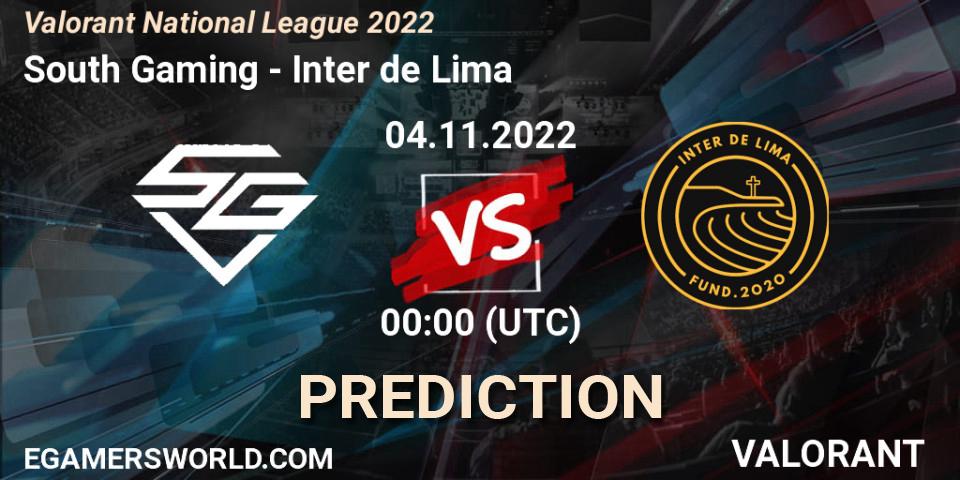 South Gaming - Inter de Lima: Maç tahminleri. 04.11.2022 at 00:00, VALORANT, Valorant National League 2022