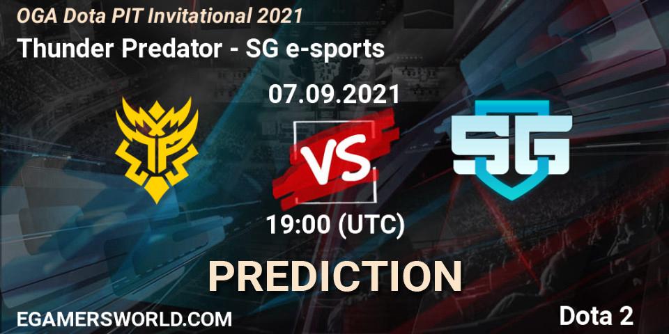 Thunder Predator - SG e-sports: Maç tahminleri. 07.09.2021 at 20:07, Dota 2, OGA Dota PIT Invitational 2021
