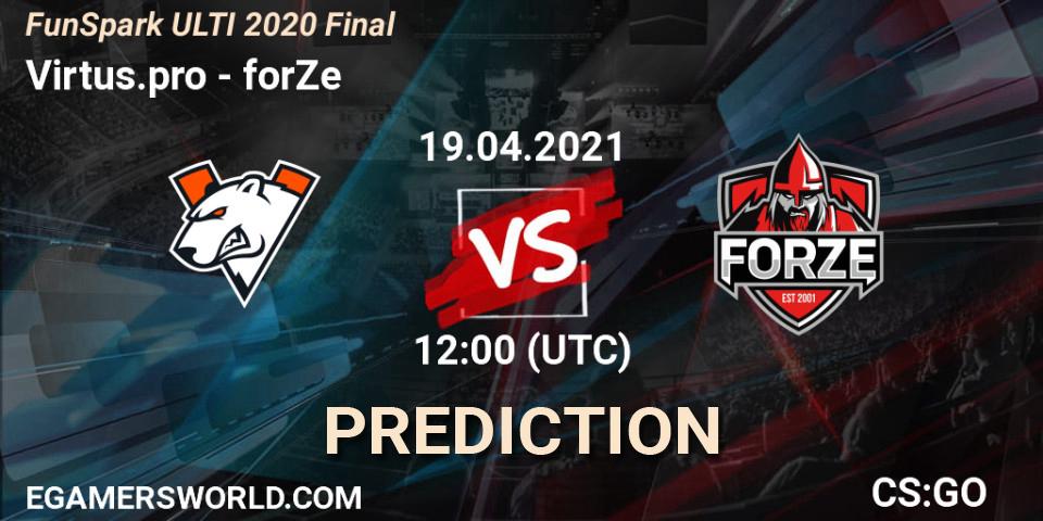 Virtus.pro - forZe: Maç tahminleri. 19.04.2021 at 12:00, Counter-Strike (CS2), Funspark ULTI 2020 Finals