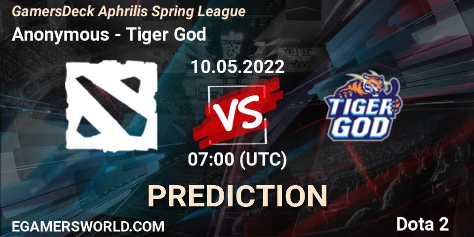 Anonymous - Tiger God: Maç tahminleri. 10.05.2022 at 07:02, Dota 2, GamersDeck Aphrilis Spring League