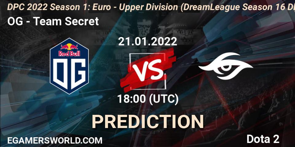 OG - Team Secret: Maç tahminleri. 21.01.2022 at 18:33, Dota 2, DPC 2022 Season 1: Euro - Upper Division (DreamLeague Season 16 DPC WEU)