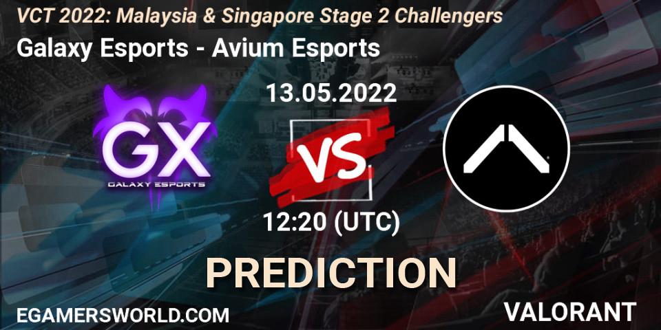 Galaxy Esports - Avium Esports: Maç tahminleri. 13.05.2022 at 12:20, VALORANT, VCT 2022: Malaysia & Singapore Stage 2 Challengers