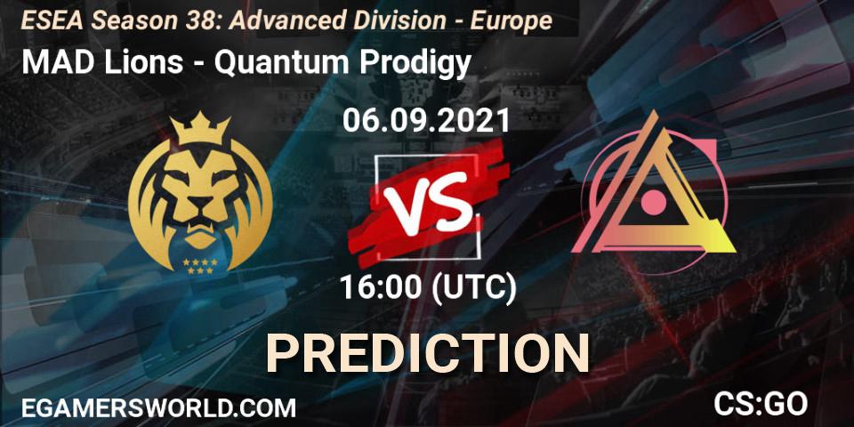 MAD Lions - Quantum Prodigy: Maç tahminleri. 06.09.2021 at 16:00, Counter-Strike (CS2), ESEA Season 38: Advanced Division - Europe