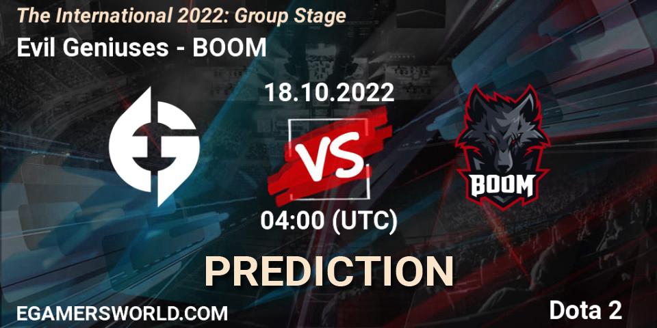 Evil Geniuses - BOOM: Maç tahminleri. 18.10.2022 at 04:32, Dota 2, The International 2022: Group Stage