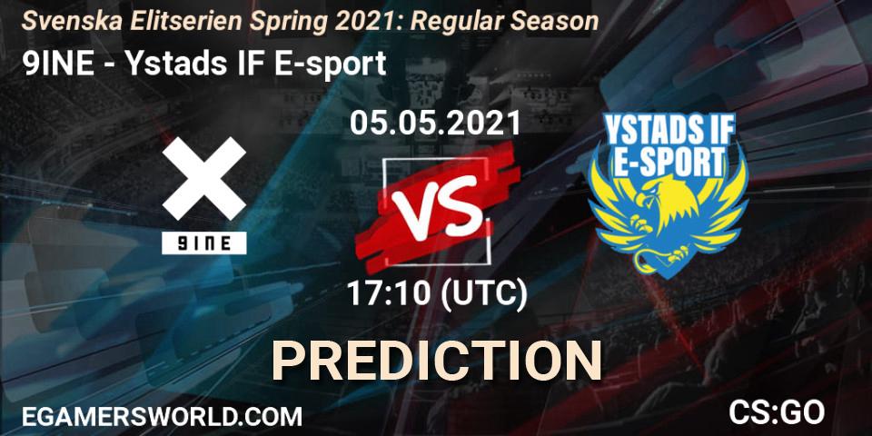 9INE - Ystads IF E-sport: Maç tahminleri. 05.05.2021 at 17:10, Counter-Strike (CS2), Svenska Elitserien Spring 2021: Regular Season