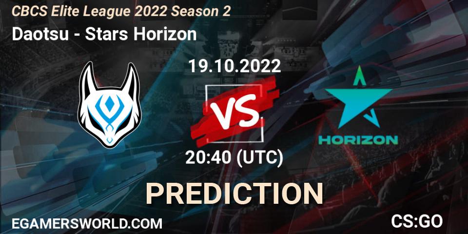 Daotsu - Stars Horizon: Maç tahminleri. 19.10.2022 at 20:40, Counter-Strike (CS2), CBCS Elite League 2022 Season 2