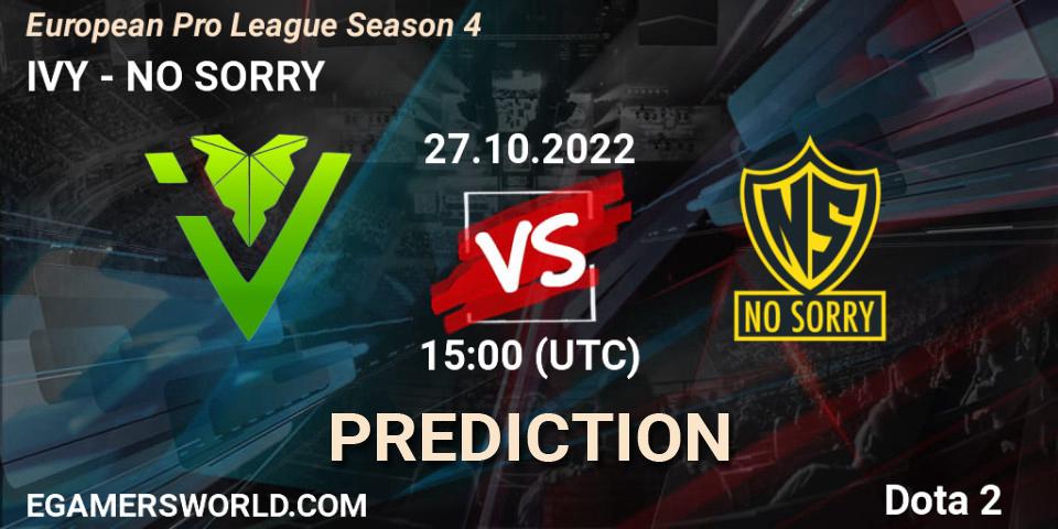 IVY - NO SORRY: Maç tahminleri. 27.10.2022 at 15:19, Dota 2, European Pro League Season 4