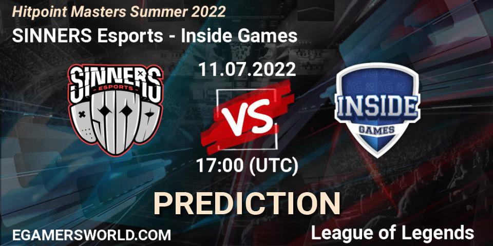 SINNERS Esports - Inside Games: Maç tahminleri. 11.07.2022 at 17:00, LoL, Hitpoint Masters Summer 2022