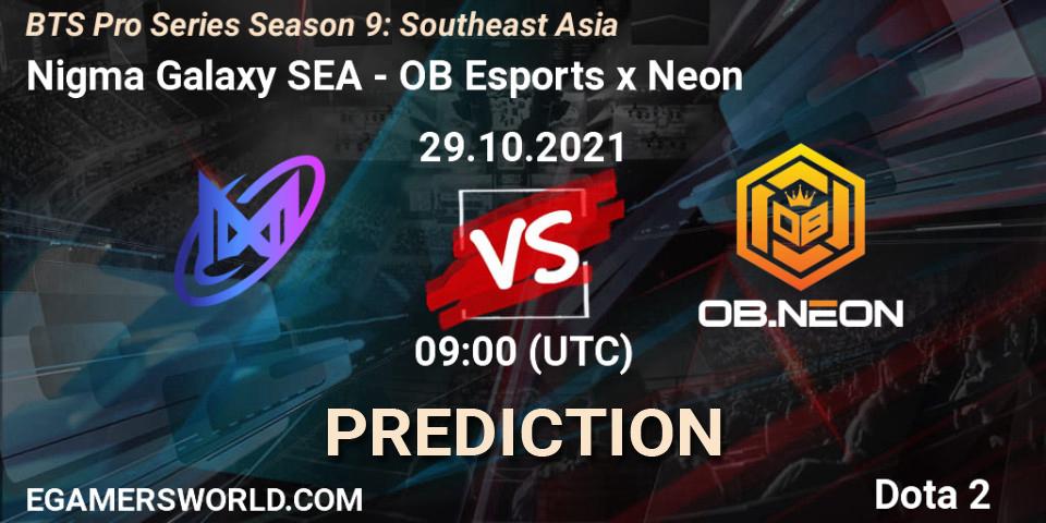 Nigma Galaxy SEA - OB Esports x Neon: Maç tahminleri. 29.10.2021 at 09:02, Dota 2, BTS Pro Series Season 9: Southeast Asia
