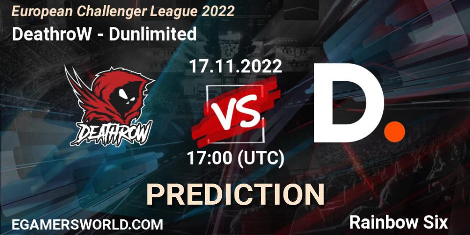 DeathroW - Dunlimited: Maç tahminleri. 17.11.2022 at 17:00, Rainbow Six, European Challenger League 2022