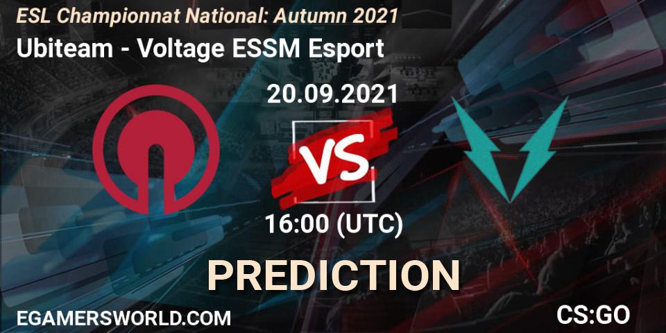 Ubiteam - Voltage ESSM Esport: Maç tahminleri. 20.09.2021 at 19:30, Counter-Strike (CS2), ESL Championnat National: Autumn 2021