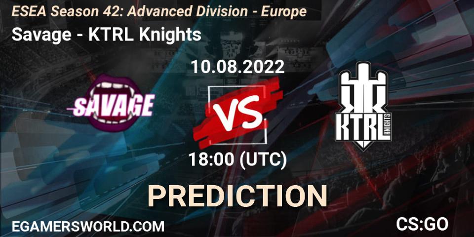 Savage - KTRL Knights: Maç tahminleri. 10.08.2022 at 18:00, Counter-Strike (CS2), ESEA Season 42: Advanced Division - Europe