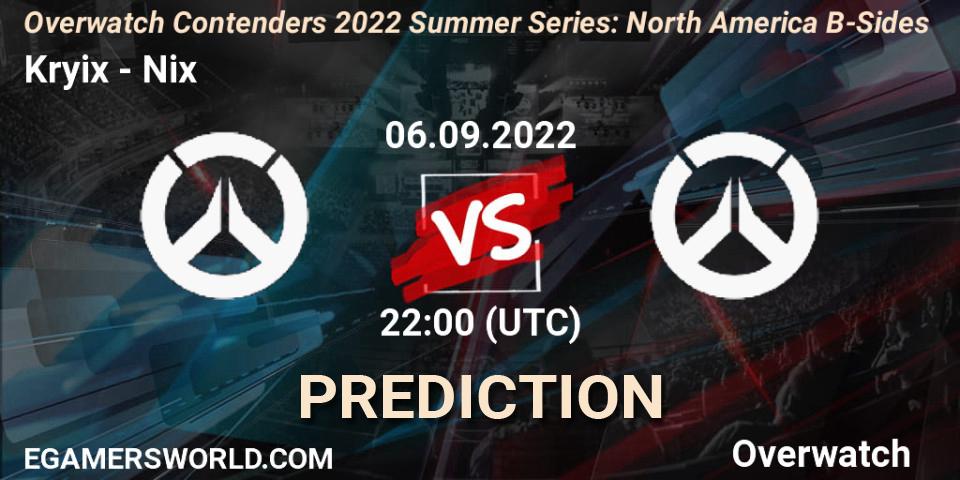 Kryix - Nix: Maç tahminleri. 06.09.2022 at 22:30, Overwatch, Overwatch Contenders 2022 Summer Series: North America B-Sides