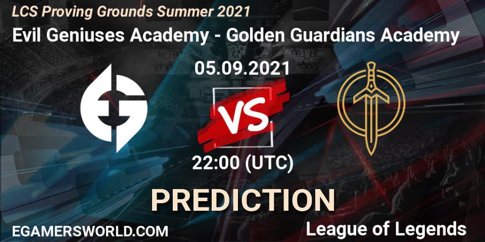 Evil Geniuses Academy - Golden Guardians Academy: Maç tahminleri. 05.09.2021 at 22:00, LoL, LCS Proving Grounds Summer 2021