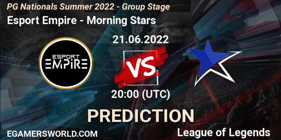 Esport Empire - Morning Stars: Maç tahminleri. 21.06.2022 at 20:00, LoL, PG Nationals Summer 2022 - Group Stage