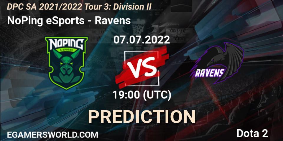 NoPing eSports - Ravens: Maç tahminleri. 07.07.2022 at 19:50, Dota 2, DPC SA 2021/2022 Tour 3: Division II
