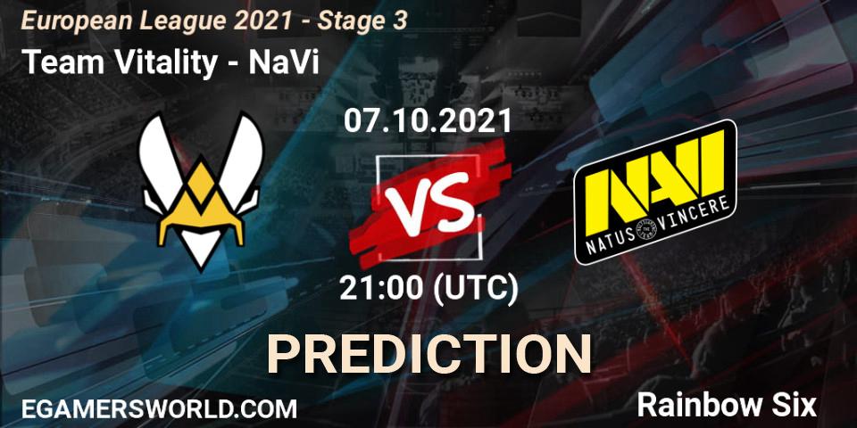 Team Vitality - NaVi: Maç tahminleri. 07.10.21, Rainbow Six, European League 2021 - Stage 3