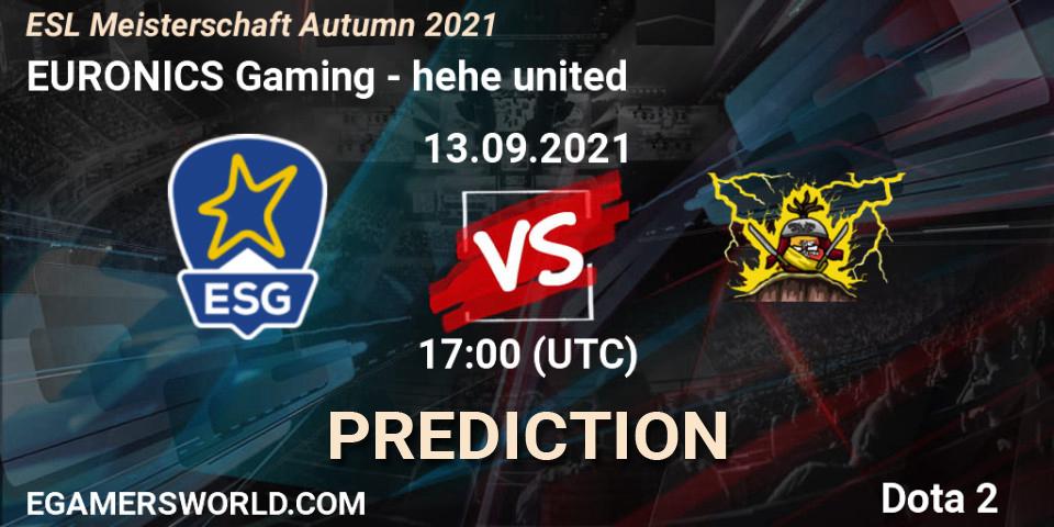 EURONICS Gaming - hehe united: Maç tahminleri. 13.09.2021 at 17:01, Dota 2, ESL Meisterschaft Autumn 2021