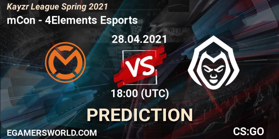 mCon - 4Elements Esports: Maç tahminleri. 28.04.2021 at 18:00, Counter-Strike (CS2), Kayzr League Spring 2021