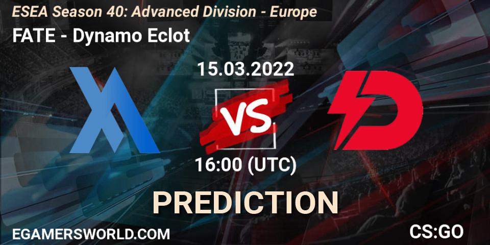 FATE - Dynamo Eclot: Maç tahminleri. 15.03.2022 at 16:00, Counter-Strike (CS2), ESEA Season 40: Advanced Division - Europe
