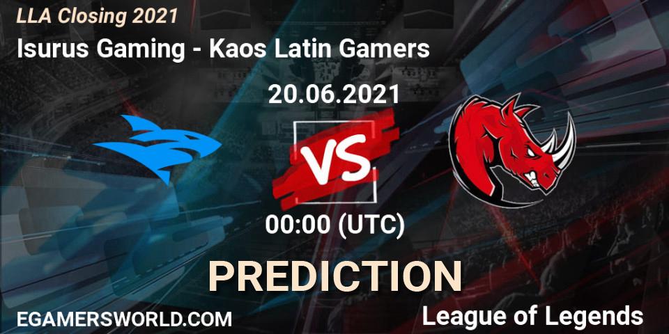 Isurus Gaming - Kaos Latin Gamers: Maç tahminleri. 20.06.2021 at 00:00, LoL, LLA Closing 2021