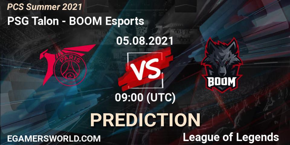 PSG Talon - BOOM Esports: Maç tahminleri. 05.08.2021 at 09:15, LoL, PCS Summer 2021