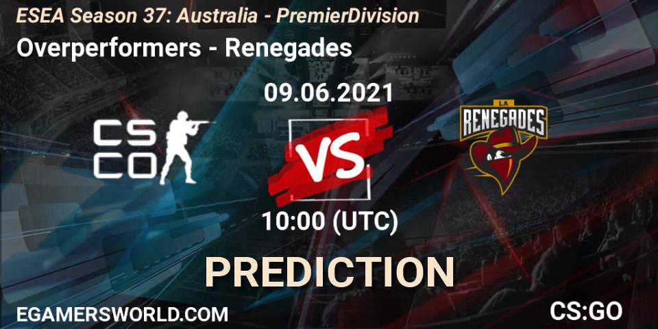 Overperformers - Renegades: Maç tahminleri. 09.06.2021 at 10:00, Counter-Strike (CS2), ESEA Season 37: Australia - Premier Division