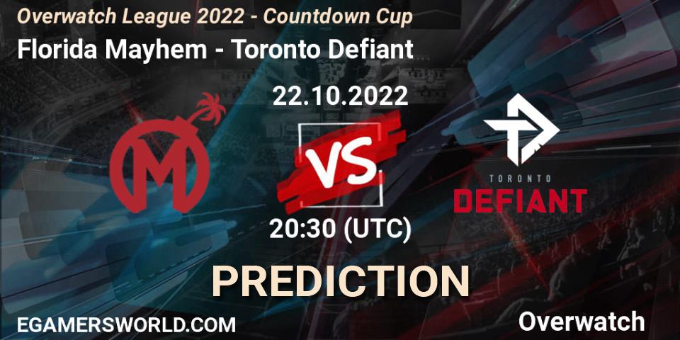 Florida Mayhem - Toronto Defiant: Maç tahminleri. 22.10.2022 at 19:00, Overwatch, Overwatch League 2022 - Countdown Cup