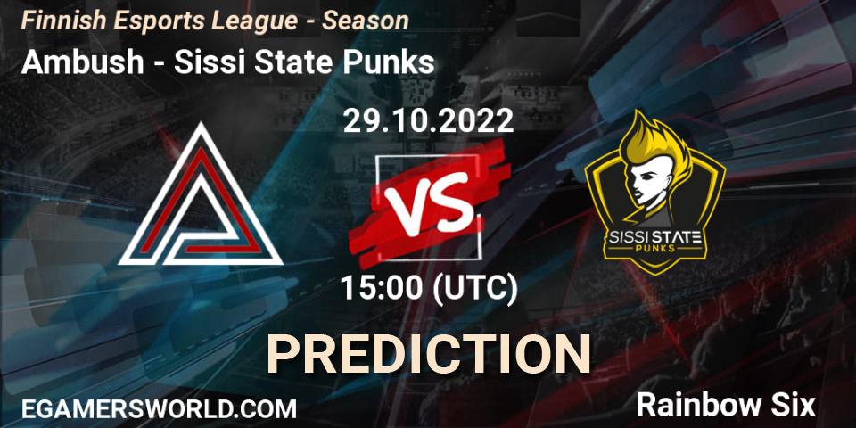 Ambush - Sissi State Punks: Maç tahminleri. 29.10.2022 at 11:00, Rainbow Six, Finnish Esports League - Season 