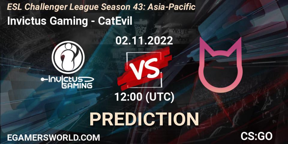 Invictus Gaming - CatEvil: Maç tahminleri. 02.11.2022 at 12:00, Counter-Strike (CS2), ESL Challenger League Season 43: Asia-Pacific