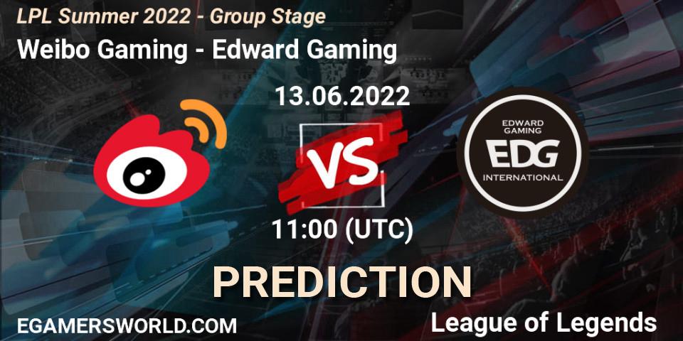 Weibo Gaming - Edward Gaming: Maç tahminleri. 13.06.2022 at 11:00, LoL, LPL Summer 2022 - Group Stage
