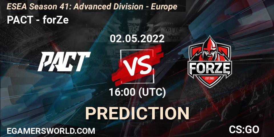 PACT - forZe: Maç tahminleri. 03.06.2022 at 15:00, Counter-Strike (CS2), ESEA Season 41: Advanced Division - Europe