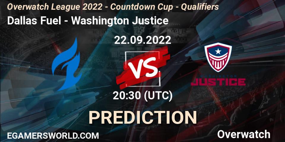 Dallas Fuel - Washington Justice: Maç tahminleri. 22.09.2022 at 20:30, Overwatch, Overwatch League 2022 - Countdown Cup - Qualifiers