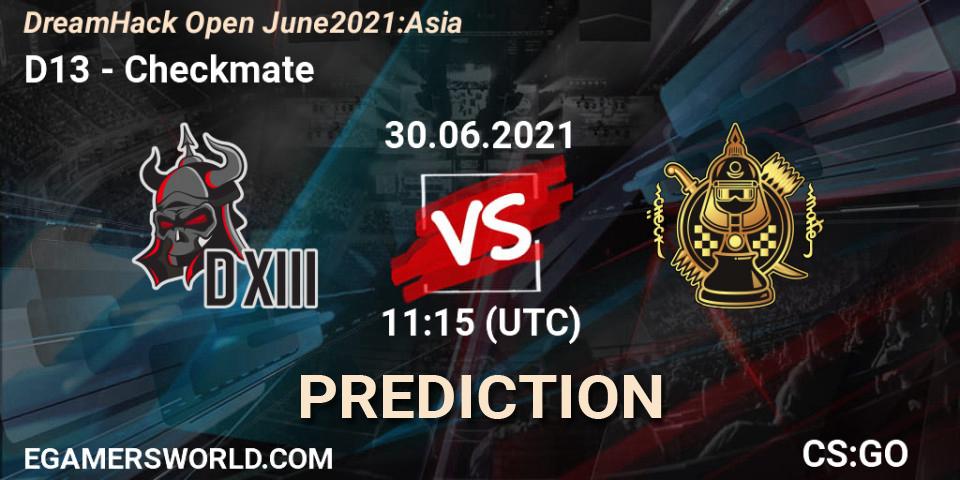 D13 - Checkmate: Maç tahminleri. 30.06.2021 at 11:15, Counter-Strike (CS2), DreamHack Open June 2021: Asia