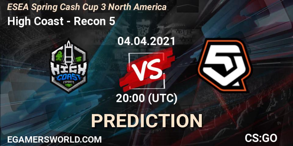 High Coast - Recon 5: Maç tahminleri. 04.04.2021 at 20:00, Counter-Strike (CS2), ESEA Cash Cup: North America - Spring 2021 #3