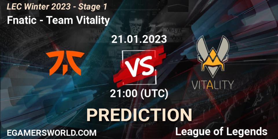 Fnatic - Team Vitality: Maç tahminleri. 21.01.23, LoL, LEC Winter 2023 - Stage 1