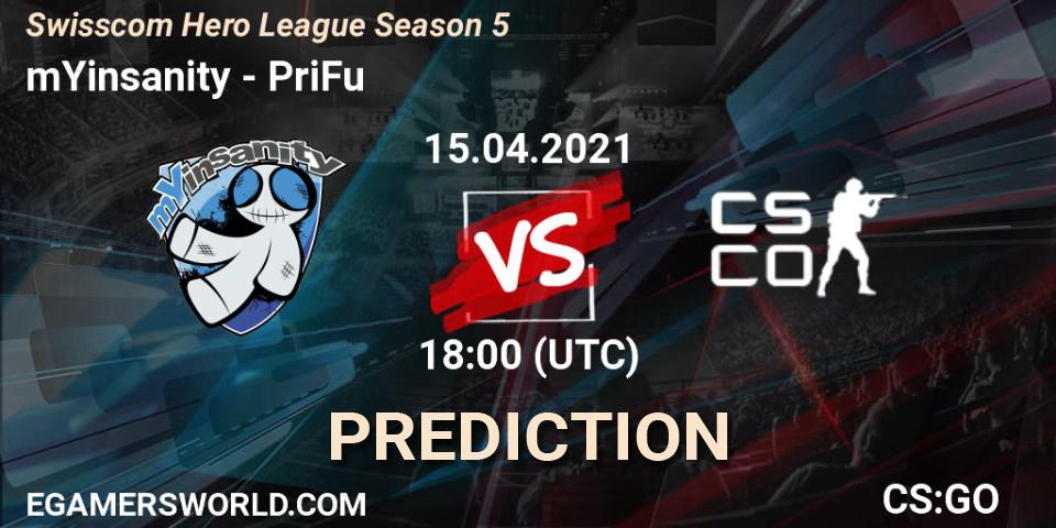 mYinsanity - PriFu: Maç tahminleri. 15.04.2021 at 18:00, Counter-Strike (CS2), Swisscom Hero League Season 5