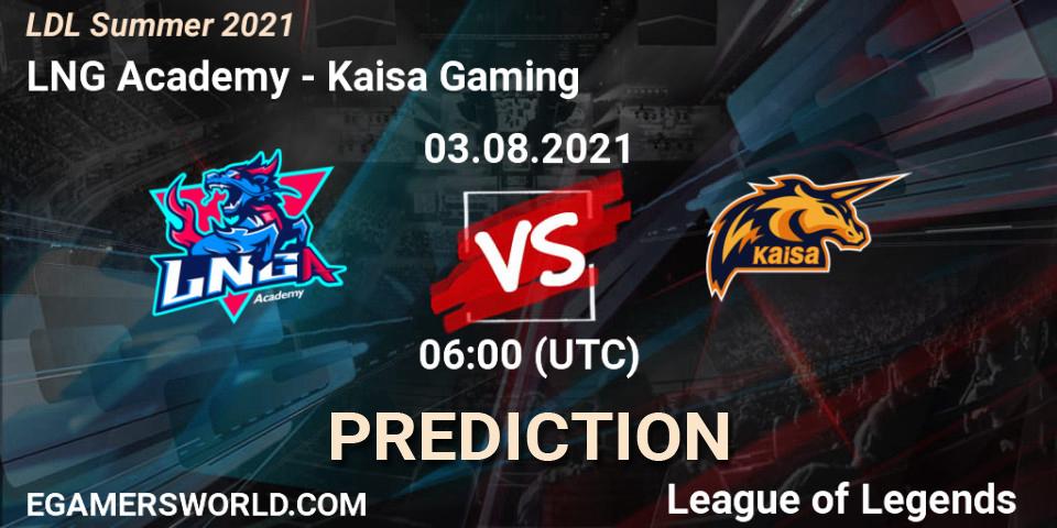 LNG Academy - Kaisa Gaming: Maç tahminleri. 03.08.2021 at 06:00, LoL, LDL Summer 2021