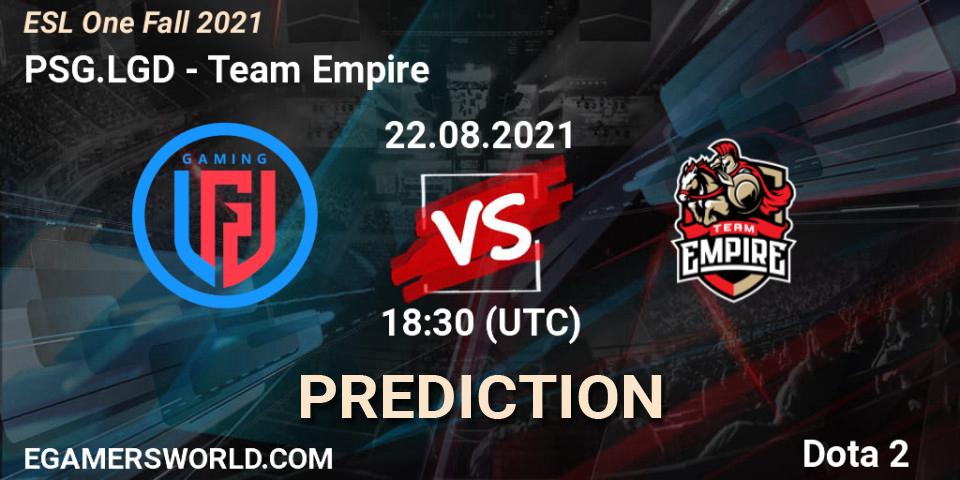 PSG.LGD - Team Empire: Maç tahminleri. 22.08.2021 at 18:27, Dota 2, ESL One Fall 2021